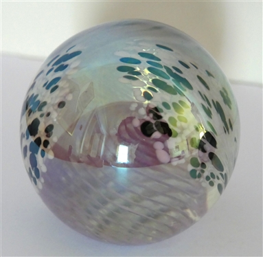 The Glass Eye - Signed Paperweight - Clear Iridized  - Measures 2 3/4