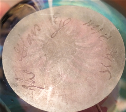 The Glass Eye - Signed Paperweight - Clear Iridized  - Measures 2 3/4