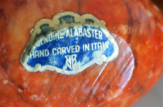 3 Carved Stone Eggs - 2 With Original Stickers Genuine Alabaster Hand Carved in Italy 
