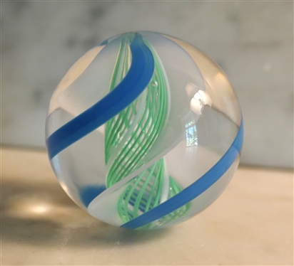 Vintage Glue, Green, and White - Spiral Shooter Marble 