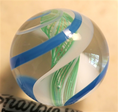 Vintage Glue, Green, and White - Spiral Shooter Marble 