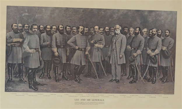 Lee and His Generals 1907 Print by W.B. Matthews - Framed - Frame Measures 19 By 29 