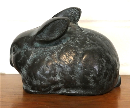 Small Cast Bronze Rabbit Statue - Measures 4 Tall 5 Nose to Tail 
