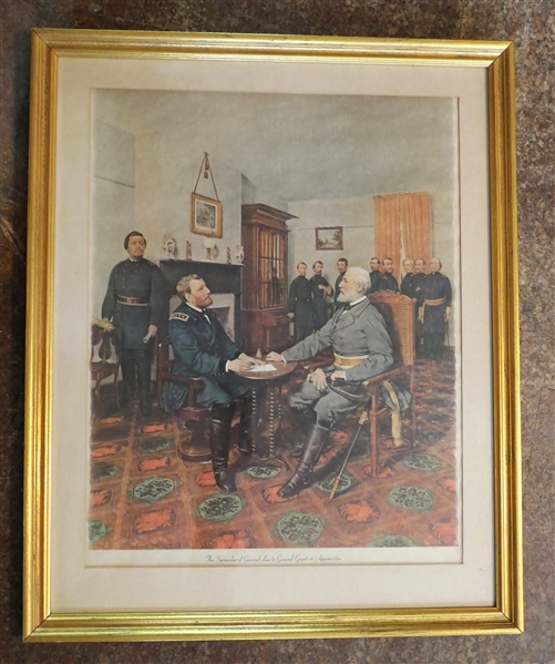 "The Surrender of General Lee to General Grant at Appomattox" Framed and Matted Print - Frame Measures 24 1/2" By 20"