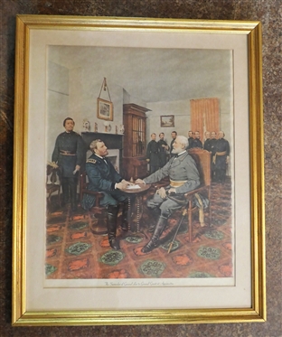 The Surrender of General Lee to General Grant at Appomattox Framed and Matted Print - Frame Measures 24 1/2 By 20