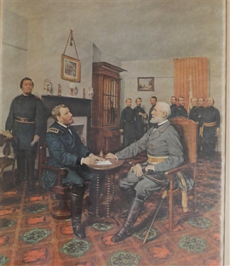 The Surrender of General Lee to General Grant at Appomattox Framed and Matted Print - Frame Measures 24 1/2 By 20