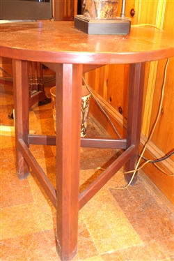 Round Occasional Table with Dark Cherry Finish - Stretcher Base - Table Measures 25 Tall 24 Across