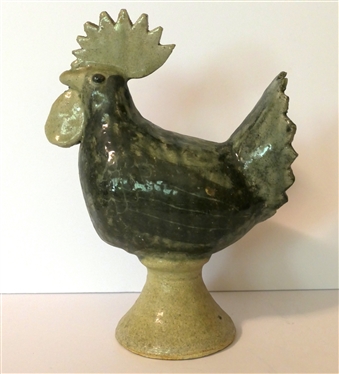 Handmade Art Pottery Chicken Sculpture / Statue - Measures 11 tall 8 Beak to Tail 