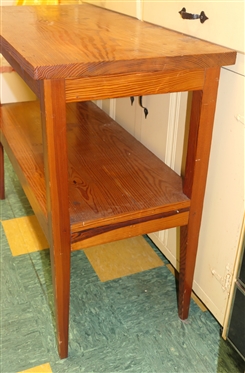 Pine 2 Tier Tapered Leg Table - Measures 29 Tall 35 1/2 by 16 1/2 