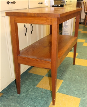 Pine 2 Tier Tapered Leg Table - Measures 29 Tall 35 1/2 by 16 1/2 