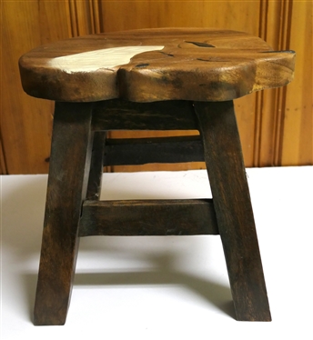Sleeping Fox Wood Stool - Made in Thailand - Measures 10 tall 10 by 9 