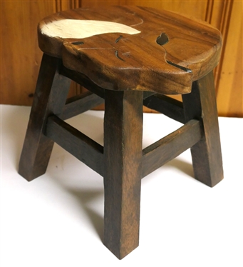 Sleeping Fox Wood Stool - Made in Thailand - Measures 10 tall 10 by 9 