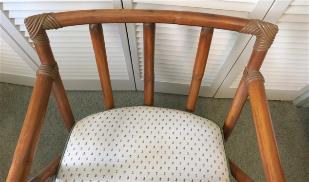 Very Nice Mid Century Vogue Casual - Vogue Rattan Design Chair - Made in Lexington Kentucky - Spring Seat - Brass Tipped Arms - Clean Seat and Back Cushions - All Rattan Appears Good - Measures...