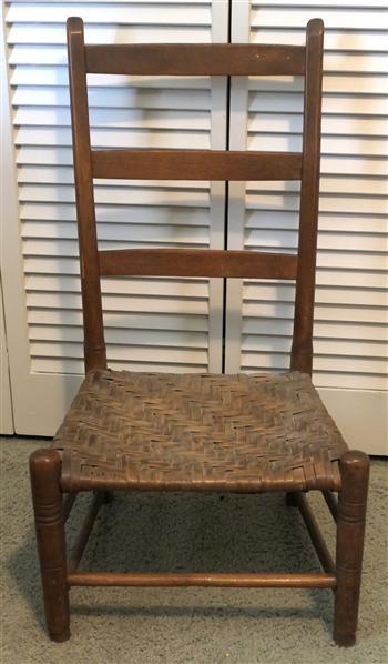 Mule Ear Ladder Back Chair - Hand Made - Oak Splint Seat - Chair Measures 30" Tall 11" To Seat