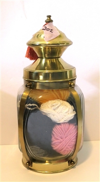 Brass Fitted Glass Jar - Lantern Style / Look - Jar Measures 12 Tall 