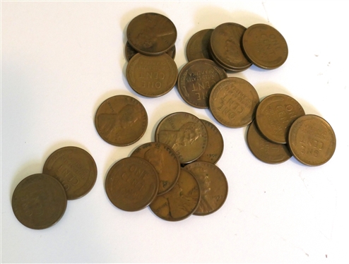 Coin and Currency Lot including - 1935 D Blue Seal Dollar, 1935 E Blue Seal Dollar, 2 - 1976 Bicentennial $2 Bills, 2 Bank of England 1 Pound Notes, 1967 Quarter, 21 Wheat Pennies, 2  Dimes, and...