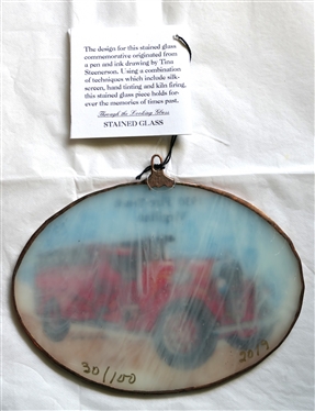 1930 Fire Truck - Virgilina Historic Halifax County Commemorative Ornament Series Staine Glass By Through The Looking Glass Stained Glass - Limited Edition 30/100 Dated 2019 - Original Hang Tag...