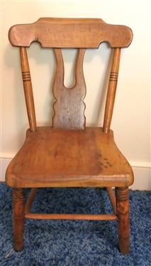 Plank Bottom Chair - Fiddle Back - Turned Front Legs - Splayed Back Legs - Very Sturdy 
