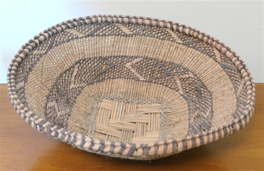 African "Tonga" Tribal Basket - Hand Woven - Measures 12" Across 3 1/2" Deep 