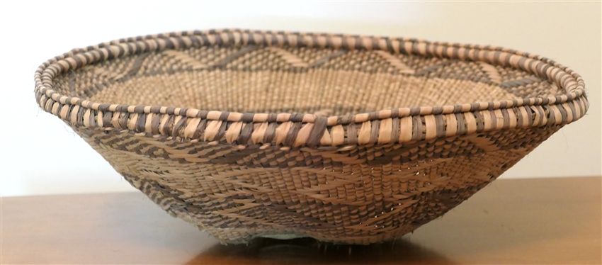 African Tonga Tribal Basket - Hand Woven - Measures 12 Across 3 1/2 Deep 