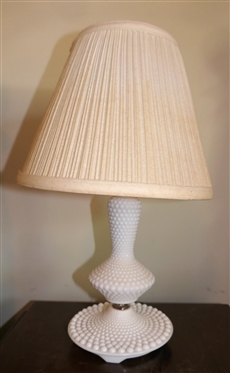Hobnail Milk glass Boudoir Lamp -Lamp Measures 12 to Bulb 