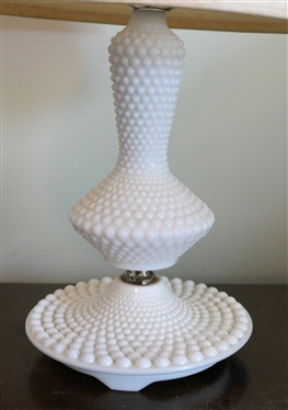 Hobnail Milk glass Boudoir Lamp -Lamp Measures 12 to Bulb 