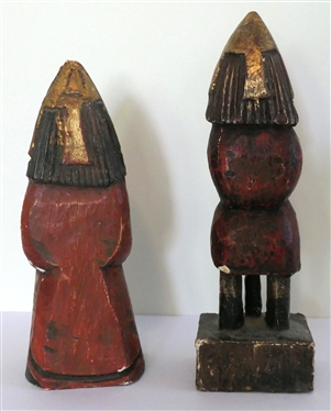 2 Hand Carved Polychrome Painted Knight Statues - Knight with Shield Measures 9 Tall 