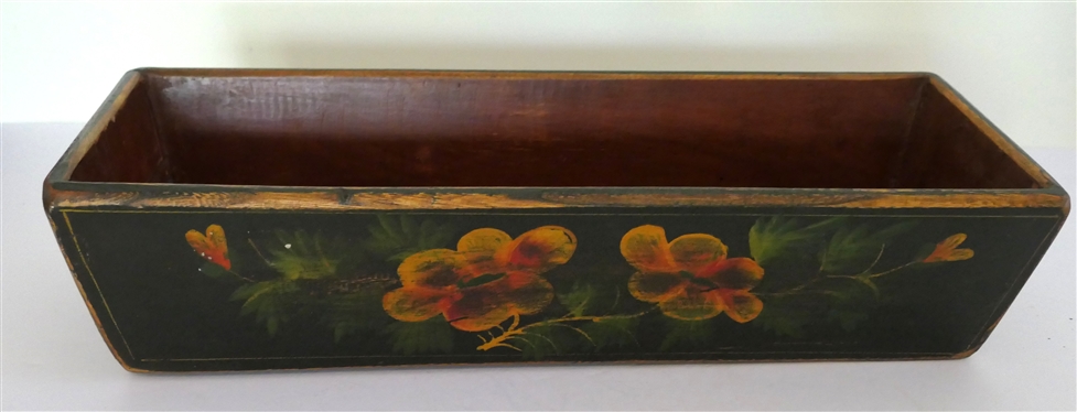Rectangular Wooden Tray with Painted Flowers -Tray Measures 4 Tall 16 by 6 