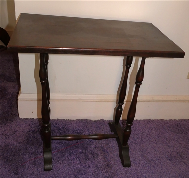  Mahogany Occasional Table - Column Style Legs - Table Measures 21" Tall 21" by 12 1/2" 