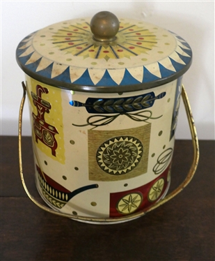 Homestead Biscuit Barrel - Made in England - Art Grace Baret Ware - Tin Litho - Measures 6 1/2 Tall