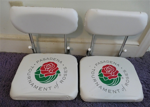 Pair of Vintage Pasadena Tournament of Roses Folding Stadium Seats - Seat Cushions 