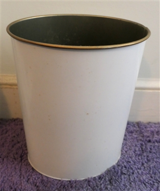 Nice Metal Wastebasket with Hand Painted Violet Flowers - Can Measures 13 tall 10 Across