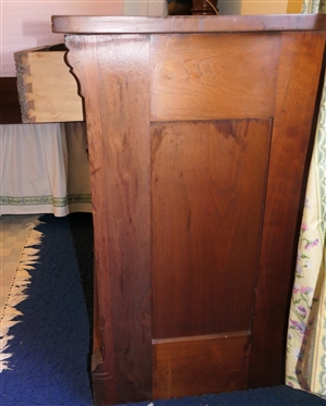 Walnut Washstand with 2 Dovetailed Drawers over Double Door Cabinet - Reed Plasters - Paneled Sides - Stand Measures - 27 1/2 Tall 37 By 21