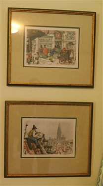Pair of Framed and Matted Anton Peck Prints - Dated 1968 - Framed and Double Matted - Frames Measure 12 1/2 by 14 1/2