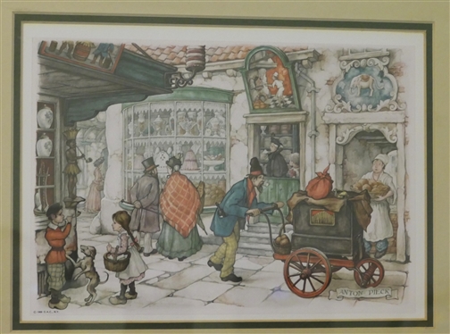 Pair of Framed and Matted Anton Peck Prints - Dated 1968 - Framed and Double Matted - Frames Measure 12 1/2 by 14 1/2