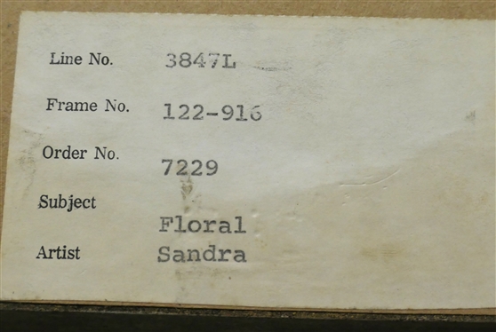 2 Framed Plaques with Floral Art by Sandra - Each Measures 7 1/4 By 7 1/4 