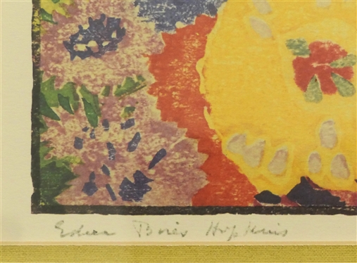 Garden Flowers by Enda Bois Hopkins - Artist Signed Print - Framed and Matted - Frame Measures 17 1/2 by 22