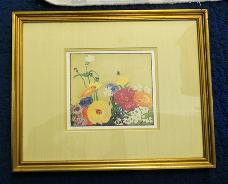 Garden Flowers by Enda Bois Hopkins - Artist Signed Print - Framed and Matted - Frame Measures 17 1/2 by 22