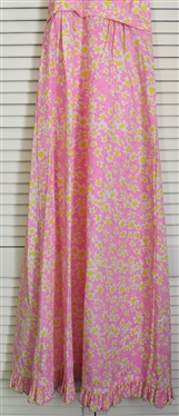 The Lilly Lilly Pulitzer INC. Vintage Maxi Halter Dress - Pink with White and Yellow Daisies - Size 6 - All Original Tags 