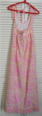 The Lilly Lilly Pulitzer INC. Vintage Maxi Halter Dress - Pink with White and Yellow Daisies - Size 6 - All Original Tags 