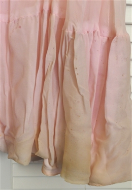 Pretty Vintage Pale Dress - Flounce Sleeves - Long Skirt with Ruffled Bottom - Style No. 110110 - Union Made in USA - Some Small Holes and Staining From Age - Measures 15 Across Chest 