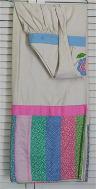 Vintage Wrap Halter Dress -  Fun Colorful Pattern Around Bottom - Applique Flower on Front - Size Small 