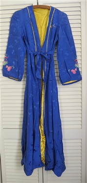  Blue Swan Lovely Lingerie - Blue Nylon Gown / Robe with Embroidered Dragon on Back - In Original Cardboard Box with Great Graphics - Robe Size 32 - Some Very Tiny Holes 