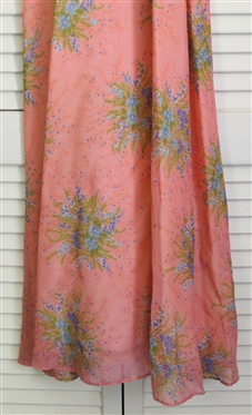 Vintage (1950''s/60''s) California Charmer Halter Dress with Wide White Lace Trimmed Collar - By Charm of Hollywood - Pink with Light Blue Flowers - Measures 14 Across Chest