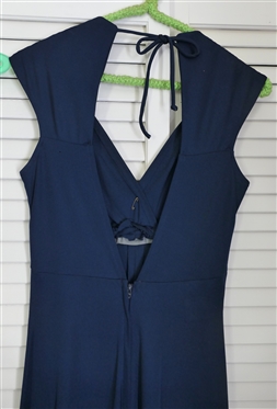 2 Vintage Blue Dresses Jody of California Navy Blue Rayon - Size 7 Style 251 and Light Blue with Vining Leaves - Spaghetti Straps - No Tag