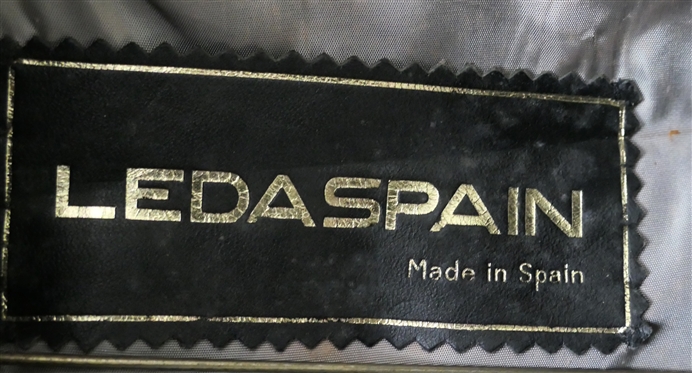 Leda Spain - Navy Blue Leather Coat - Made in Spain - Vintage Belted Trench Coat - Size 8