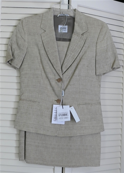 Gianfranco Ferre Studio Skirt Suit - Cappuccino Color - Size 40 - Brand New Never Worn with Original Hang Tags - Made in Italy - Original Retail $575 - 59% Rayon 