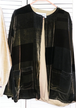 Galinda Wang Rayon and Silk Reversible Jacket Size 4  - Some Staining on Gold Pocket and Anu by Natural Gold Raw Silk Wrap Blouse - Size Small - New with Original Tags