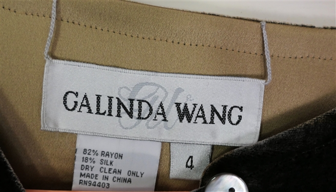 Galinda Wang Rayon and Silk Reversible Jacket Size 4  - Some Staining on Gold Pocket and Anu by Natural Gold Raw Silk Wrap Blouse - Size Small - New with Original Tags