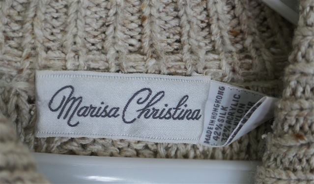 Great Vintage Marisa Christian Knit Sweater Jacket with Rabbit Fur Bands - Sweater 42% Silk, 32% Acrylic, 14% Nylon and 12% Mohair Wool - Bands Angora Rabbit Fur